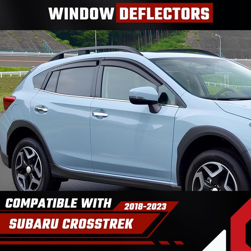 ISINLASSO Tape-On Rain Guards Compatible with Subaru Crosstrek 2018-2023 Black Extra Durable Shatterproof Side Window Deflectors, Vent Window Visors, Wind Deflectors - 4 PCS - Image 2